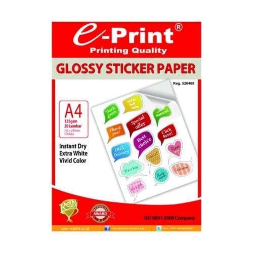 e-Print Sticker Glossy Photo Paper A4 135gsm 20 Sheet