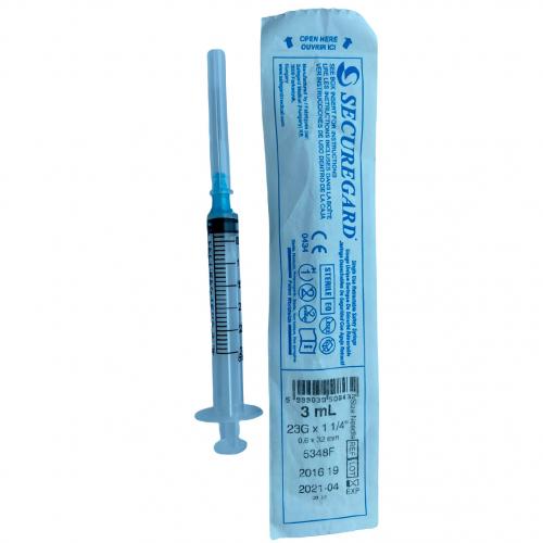 Securegard Retractable Safety Syringe 3 ml 23G x 1” 100 Pcs