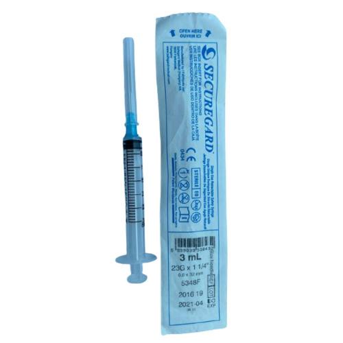 Securegard Retractable Safety Syringe 3 ml 21G x 11/2” 100 pcs