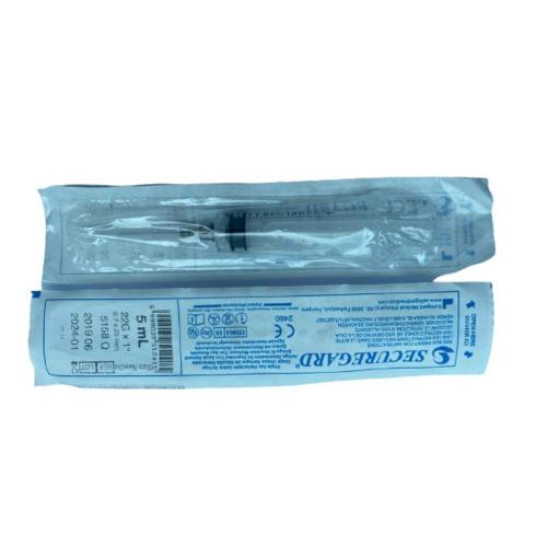 Securegard Retractable Safety Syringe 5 ml 21G x 11/2” 100 Pcs