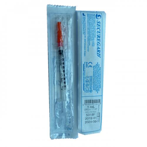 Securegard Retractable Safety Syringe 1 ml 23G x 1” 100 Pcs
