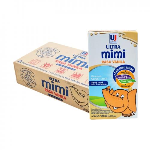 Ultrajaya Ultra Mimi Vanila 125 ml 1 Box  Isi 40 Pcs
