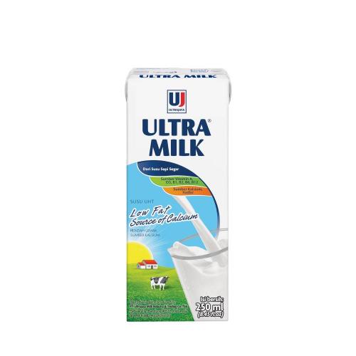 Ultrajaya Ultra Milk Low Fatt Plain  250 ml 6 Pcs