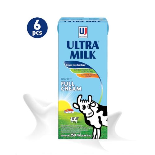 Ultrajaya Ultra Milk Full Cream 250 ml 6 Pcs