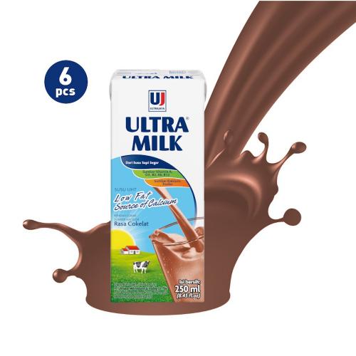 Ultrajaya Ultra Milk Low Fat Cokelat  250 ml 6 Pcs