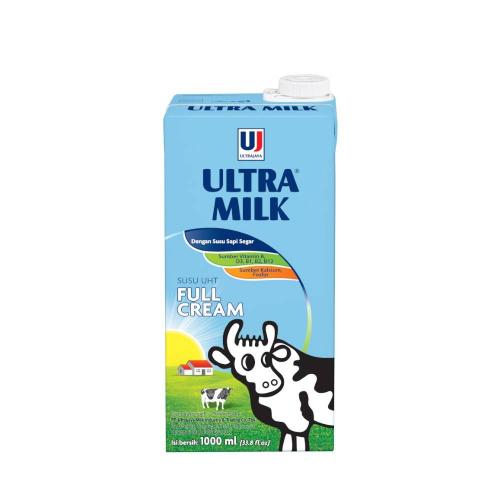 Ultrajaya Ultra Milk Full Cream 1000 ml 6 Pcs