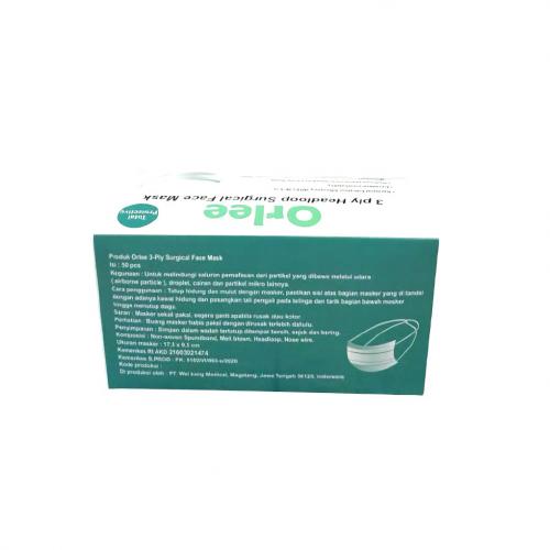 Orlee Surgical Face Mask 3 Ply Headloop 50 Pcs