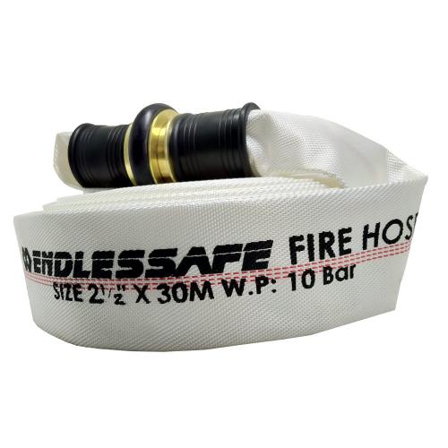 ENDLESSAFE Fire Hose Canvas 1.5 inch x 20 meter 10 Bar + Machino Coupling White