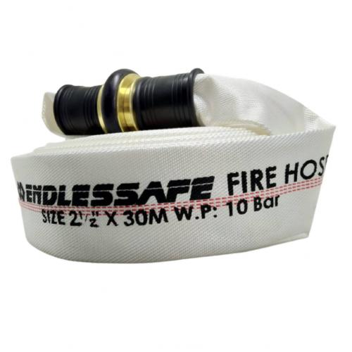 ENDLESSAFE Fire Hose Canvas 2.5 Inch x 30 m 10 Bar Include Machino Coupling White