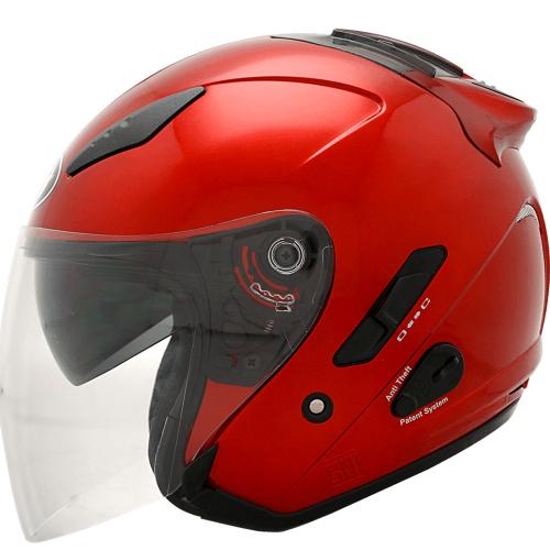 KYT Helm Half Face Galaxy Slide Solid Double Visor L - Red Maroon