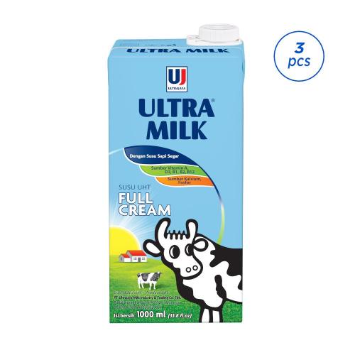 Ultrajaya Ultra Milk Full Cream 1 Liter 3 Pcs