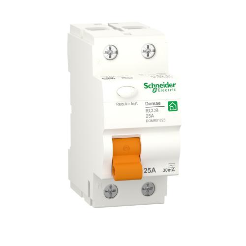 SCHNEIDER ELECTRIC Residual Current Circuit Breaker Domae 2P 25 A AC type 30 mA [DOMR01225]