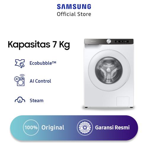 SAMSUNG Mesin Cuci Front Loading 7 Kg  Ecobubble AI Control Steam WW70T504DTT White