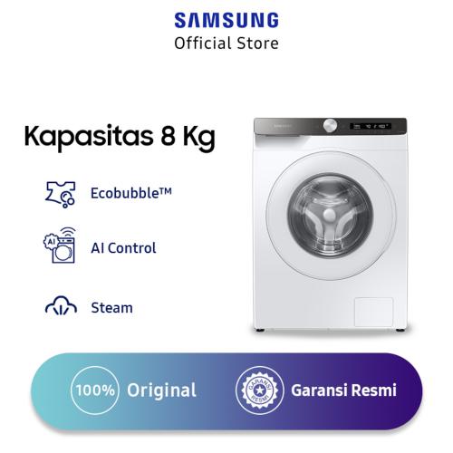 SAMSUNG Mesin Cuci Front Loading 8 Kg Ecobubble AI Control Steam WW80T504DTT White
