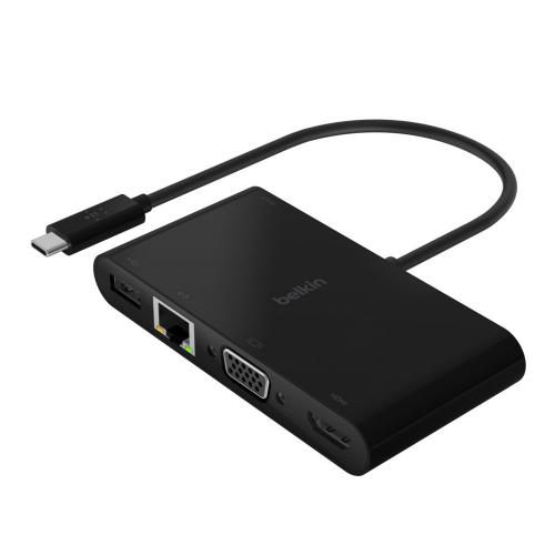 BELKIN 3.1 USB-C 5-in-1 Multimedia + Charge Adapter with Power Pass-Thru 100W [AVC004btBK] - Black
