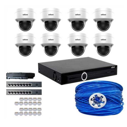 NATHANS Paket CCTV 8 IP Camera 5.0 MP Microphone NVR 40 Channel Custom Kit