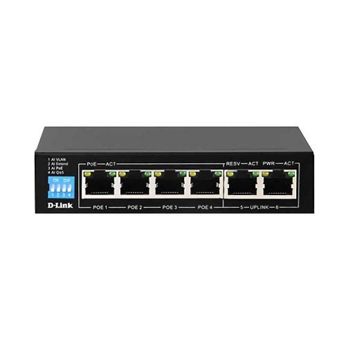 D-LINK Switch Hub Lan 4 Port 10/100Mbps PoE DES-F1006P-E