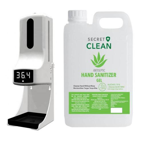 K9 Pro Contactless Automatic Temperature & Sanitizer Dispenser + Secret Clean Hand Sanitizer Gel 5 L