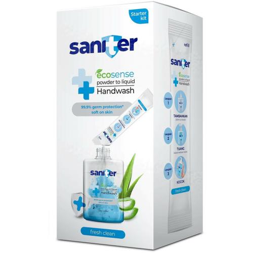 Saniter Powder to Liquid Hand Wash Starter Kit Fresh Clean