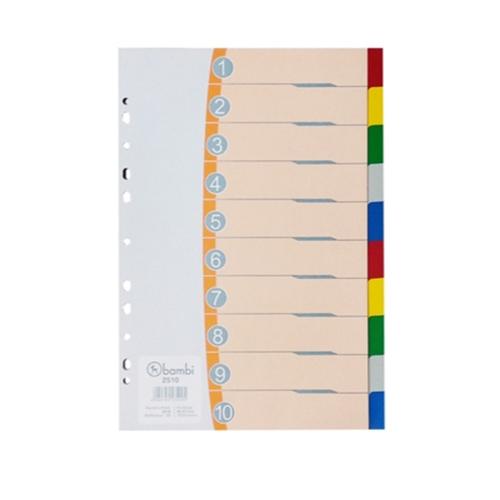 BAMBI Divider Plastik Folio 10 Warna #2510 @10 Pcs