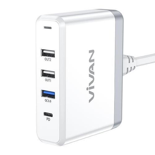 VIVAN Charger XQ4 4 Output 30W 5.4A Fast Charging PD QC3.0 White