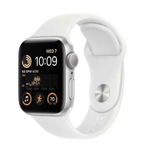 APPLE Watch SE GPS Silver Aluminium Case with Regular Sport Band [MNK23ID/A] - 44mm - White