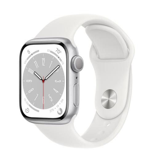 APPLE Watch Series 8 GPS Silver Aluminium Case with Regular Sport Band [MP6K3ID/A] - 41mm - White