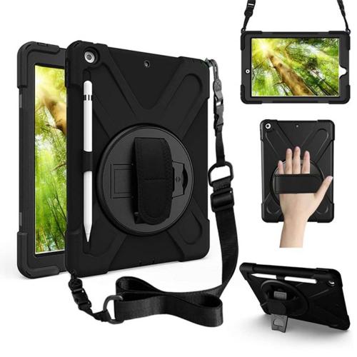 B-SAVE Full Body Outdoor Armor Hard Soft Case For iPad 7th 8th Gen Black