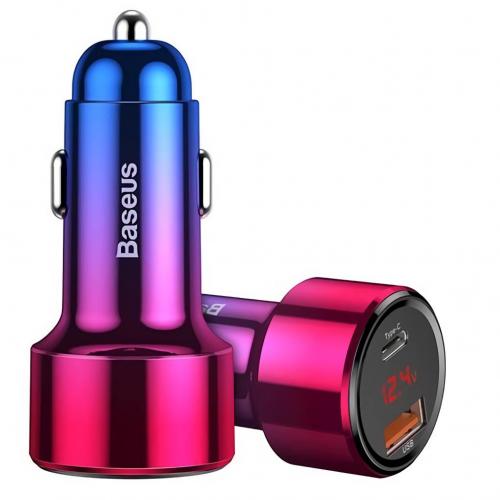 BASEUS Car Charger Quick Charge Dual USB Type C 45W/6A Aurora