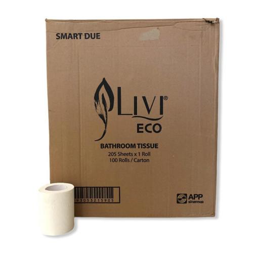 LIVI Smart Due Toilet Roll 205 Sheets 1 Karton @100 Pcs