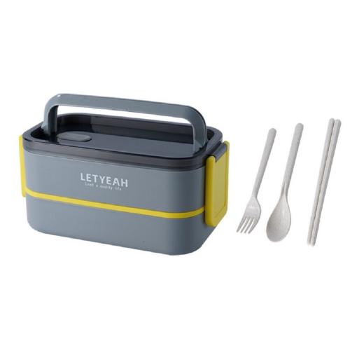 LetYeah Lunch Box Double Layer Portable 1600 ML + Thermal Bag White