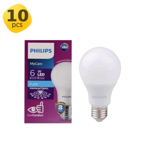 PHILIPS LED Bulb 6-55W E27 6500K A60 10Pcs