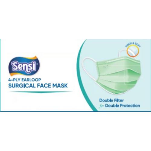 SENSI 4-Ply Earloop Surgical Face Mask 50 Pcs Green