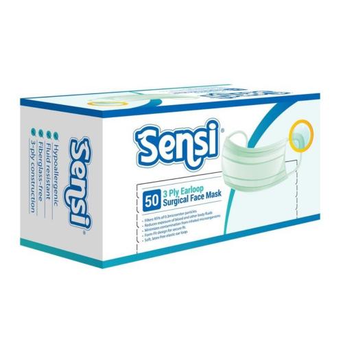 SENSI Mask Earloop 3-Ply 50 Pcs Green