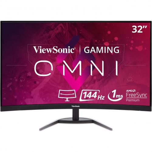 VIEWSONIC 32 Inch Curved 1440p 1ms 144Hz Gaming Monitor with FreeSync Premium VX3268-2KPC-MHD
