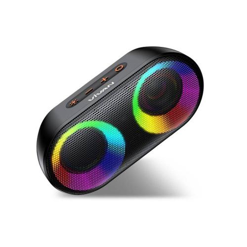 VIVAN Bluetooth Speaker Bass TWS 10W IPX6 Waterproof RGB Light VS16 Black