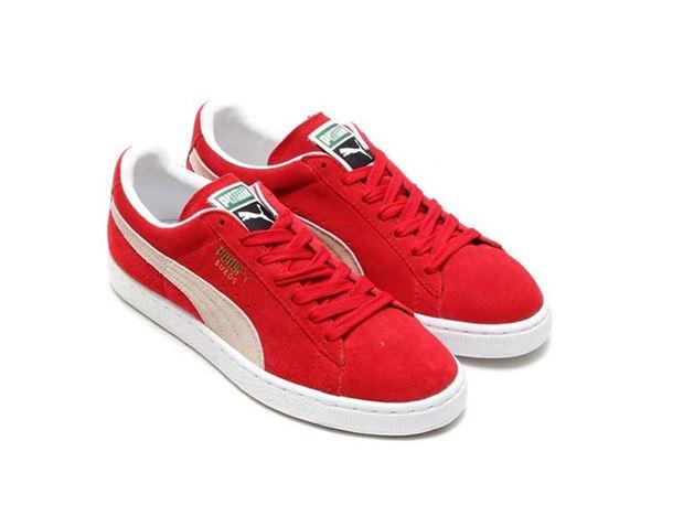 red puma shoes suede