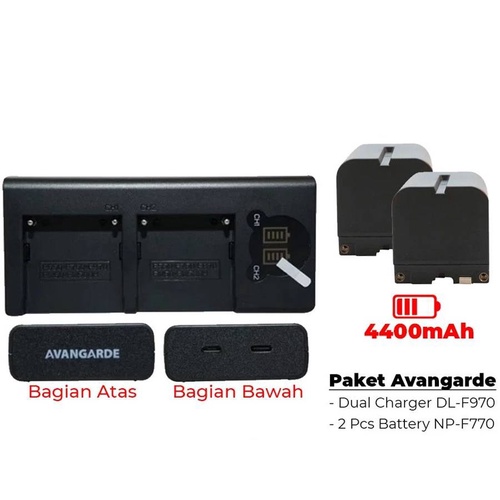 Avangarde Dual Charger DL-F970 + 2 Pcs Battery NP-F770 4400mAh