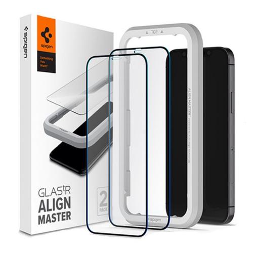 SPIGEN Tempered Glass AlignMaster Full Cover for iPhone 12 or 12 Pro Black