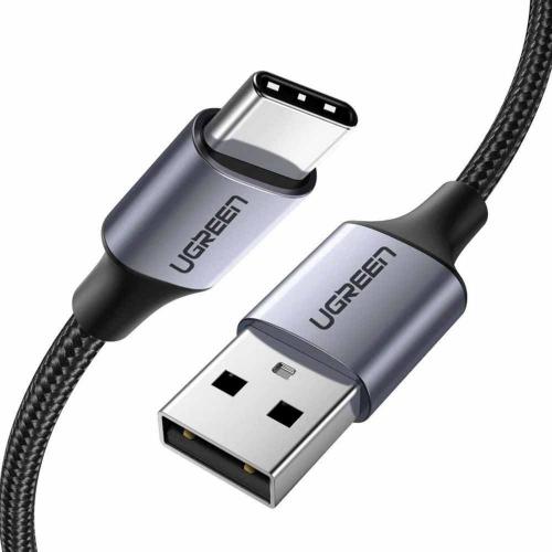 UGREEN USB 2.0 Type C 3A Nickle Braid Cable 2m 60128 Black